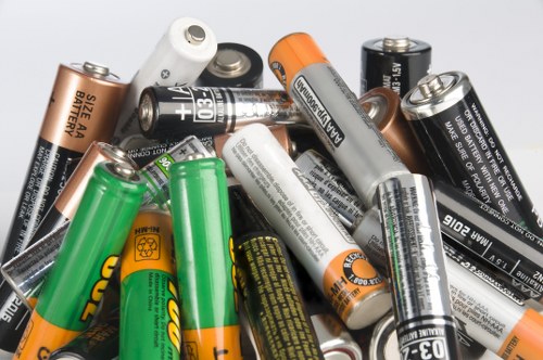 Workers handling waste containers with PPE